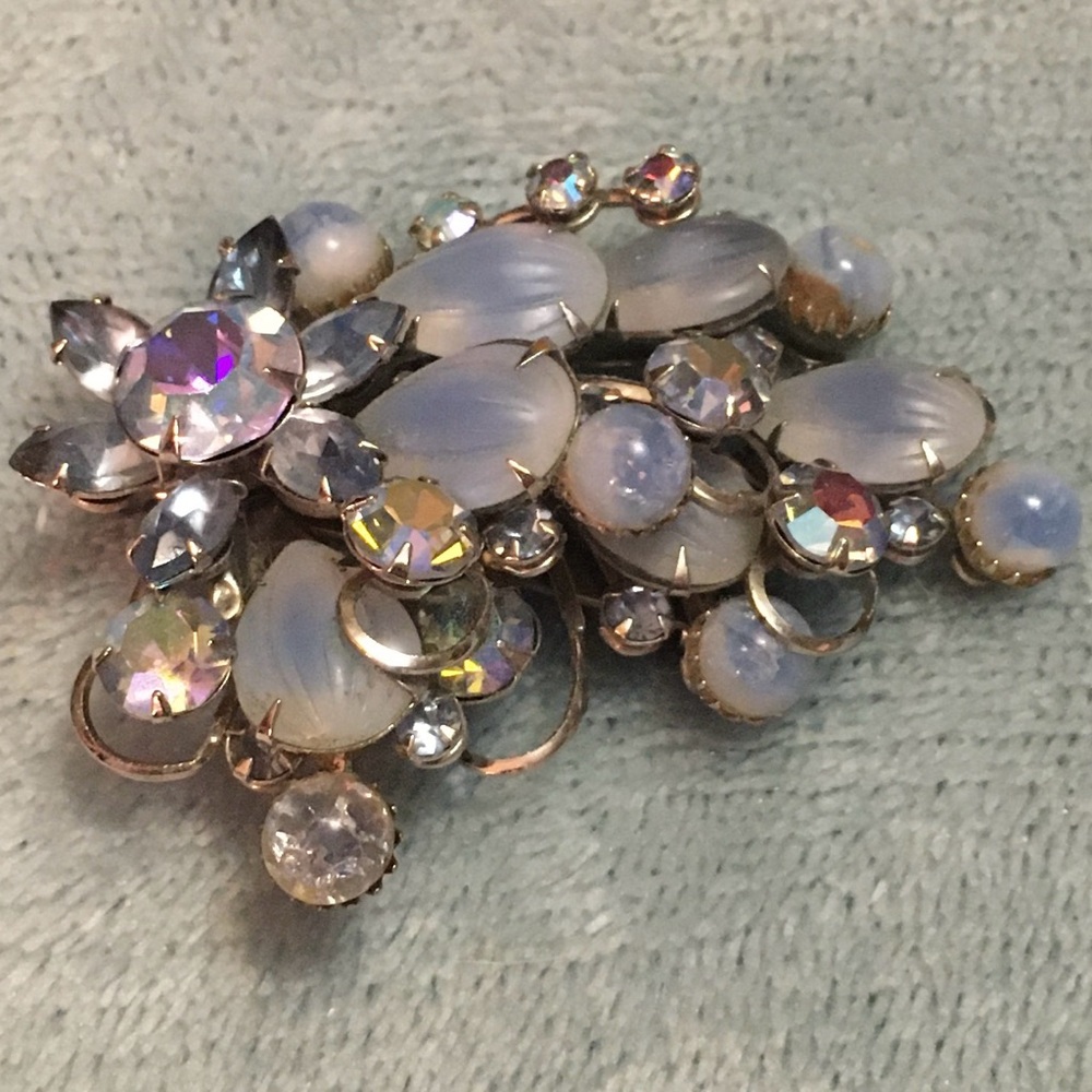 Blue rhinestone brooch,pin